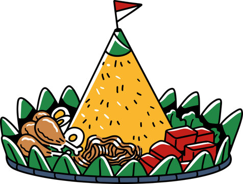 cartoon indonesian traditional food, independence day feast