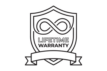 Fototapeta premium Lifetime warranty shield badge with ribbon lifetime warranty infinity