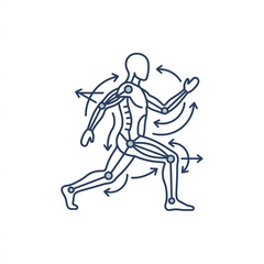 Obraz premium Human Anatomy Motion Study With Arrows Indicating Movement.
