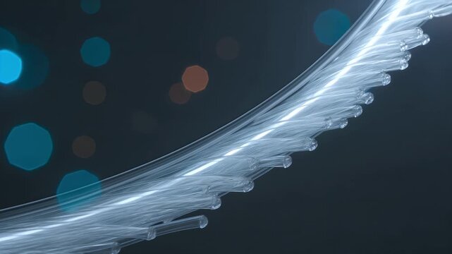 Fiber optic cable, high speed internet and data transmission with technology, connectivity and telecommunications. Digital network, information and broadband with light, speed and futuristic link.