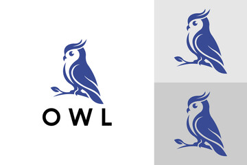 Naklejka premium Minimalist Owl On Branch Logo Icon For Legal Company