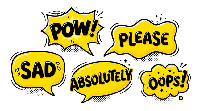 comic speech bubbles with emotions