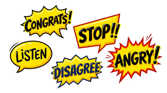 comic speech bubbles with emotions