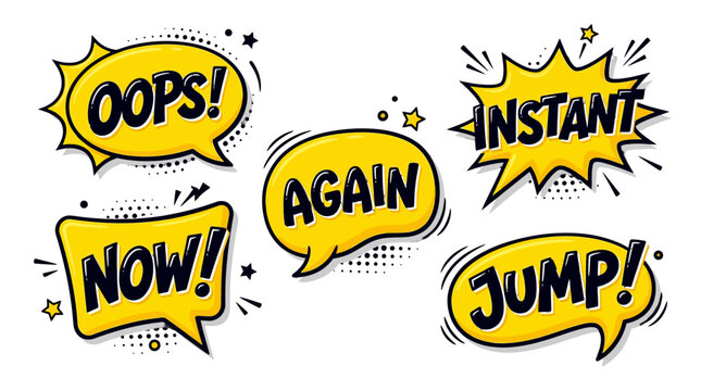 comic speech bubbles with action words