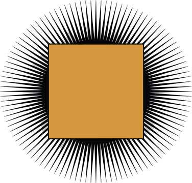 Geometric silhouette style design element with square shape and radiating lines on white background for creative projects and graphic design