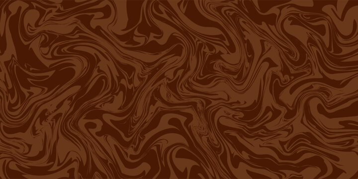 Abstract brown psychedelic waves print background. 1970s trippy seamless pattern. Marble acrylic swirl pattern. Coffee or chocolate liquid texture