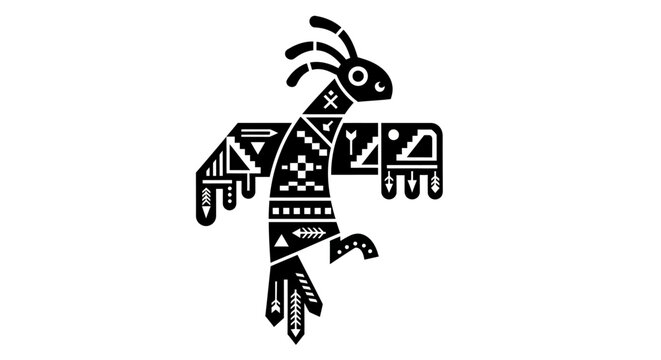 Stylized Tribal Thunderbird Icon with Geometric Patterns.