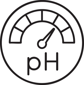 Ph meter scale icon for acid and alkaline measurement in black line style with ph level chemistry tool laboratory equipment science icon chemistry lab