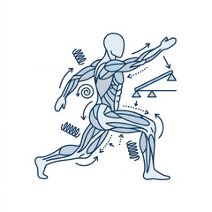 Human Anatomy Muscles Movement and Biomechanics Illustration. © Erda