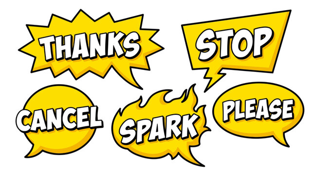 comic speech bubbles with words