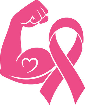 Breast Cancer Awareness Strong Muscle Arm Pink Ribbon Icon