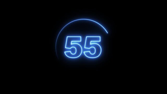Glowing blue numbers counting down in dark progress circles with cinematic motion