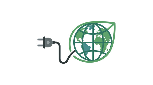 Minimalist flat design unplugged power cord icon symbolizing Earth Hour environmental sustainability and energy conservation awareness