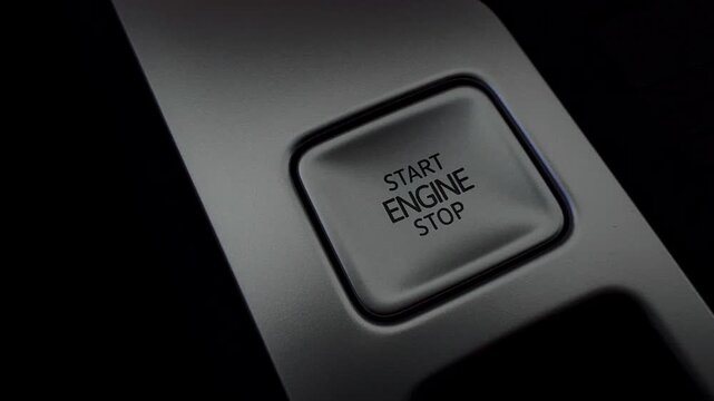 Start stop engine button. Modern transport and technology