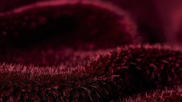 Dark red fluid background with soft moving tentacles and glowing tips. Cinematic macro wave of futuristic biological texture or ferrofluid animation, perfect for AI tech and biotech concept.