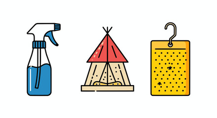 Spray Bottle Teepee Tent and Air Freshener Vector Icon Set © Ibnu