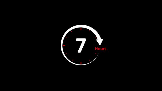 White circular counter with number 7 and rewind arrow animating on black background during countdown