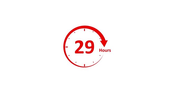 Red Arrow Counter Counting Down To Twenty Nine With Clean White Background