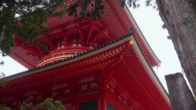 Rainy Danjo Garan &ndash; Konpon Daito, World Heritage Koyasan, Koya Town, Wakayama Prefecture　世界遺産 高野山「雨の壇上伽藍・根本大塔」和歌山県高野町