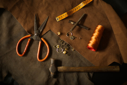 leather and sewing tools