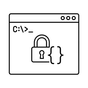 Secure Terminal Command Line Outline Icon
