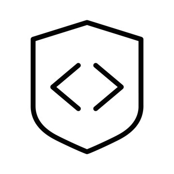 Source Code Shield Outline Line Icon
