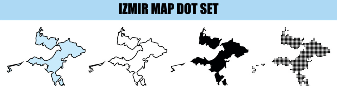 Izmir map dot set turkey region maps in various formats