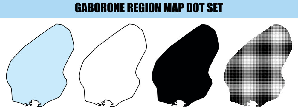 Gaborone region map dot set various style maps