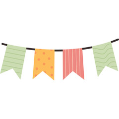 Obraz premium Festive bunting flag garland, vector flat illustration of party celebration banner for party celebration design