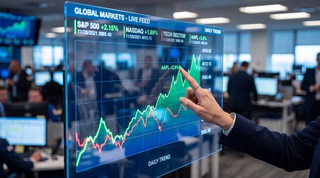 Trading Floor with Digital Display of Financial Data