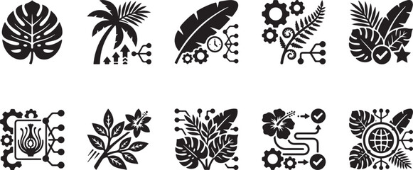 Obraz premium Outdoor Camping and Picnic Technology Solid Glyph Icon Set Vector