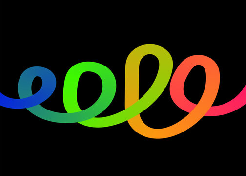 Vibrant rainbow gradient loops on black background