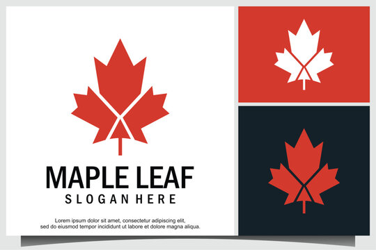 leaf maple logo design vector