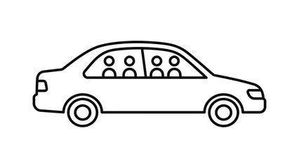 Obraz premium Minimalist line art illustration of a passenger car icon.