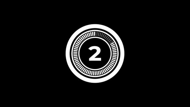 Countdown timer with 10 seconds inside a glowing circular progress bar digital interface element for games and applications isolated on black background