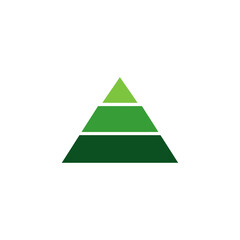 Fototapeta premium Green Layered Pyramid Symbolizing Hierarchy, Foundation, and Stable Progression on an Isolated White Background.