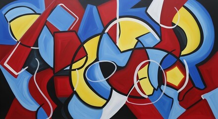 Fototapeta premium Vibrant abstract artwork with swirling shapes and colors