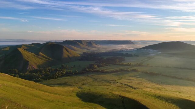 Andreevskie Shishki&mdash;velvety hills on the border with Bashkiria in the Orenburg region&mdash;at dawn, shrouded in mist.