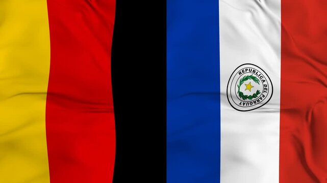 Germany vs Paraguay flag animation seamless loop close-up. 4K