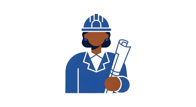 Construction worker holding blueprints, engineer or architect