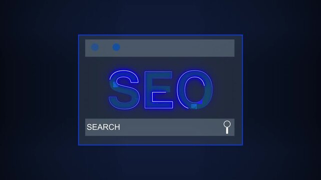 Search technology animation panels neon seo browser windows. Online search technology animation tracks web marketing paths. Clean search technology animation checks data files.