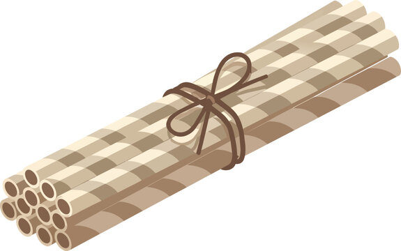 Isometric Vector Bundle of Brown Paper Scrolls Tied with String