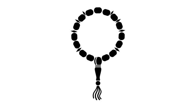 Black silhouette of Islamic prayer beads subha tasbih.