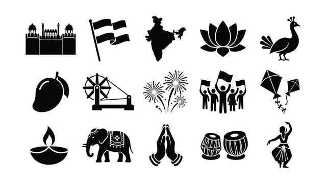 Black silhouettes of indian cultural