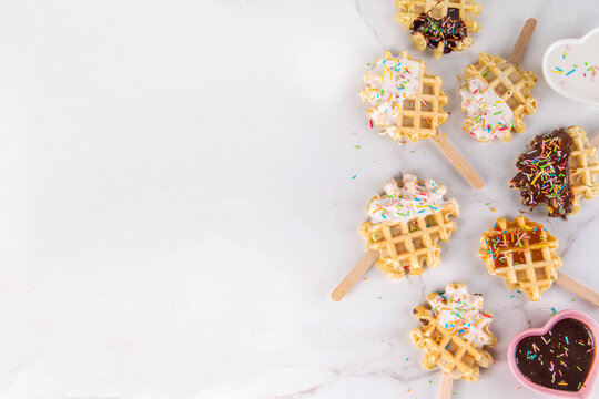 Mini Waffle Pops with Candy Sprinkles
