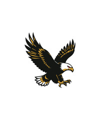 Fototapeta premium Flying Bald Eagle Mascot Vector Illustration in Action Pose for Sports Logo and Branding