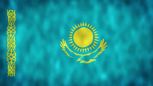Kazakhstan National Flag Waving Animation With Realistic Fabric Texture. 4K Seamless Loop Of The Kazakhstan Flag With Realistic Fabric Movement, Patriotic Symbol. Independence And National Pride Conce
