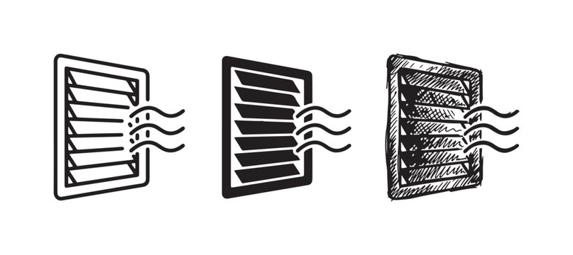 Vertical air vent or grille icons with side airflow