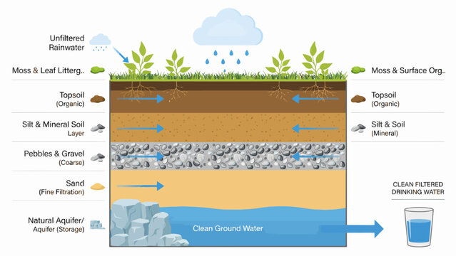 Soil layers and groundwater filtration process explained in detail here