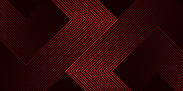 Abstract red neon arrow light glow background. Futuristic cyber laser line motion banner for casino. Dynamic techno perspective beam 3d graphic design. Cool party power and energy boost led tunnel